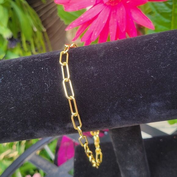 Paperclip Link Chain Anklet - Picture 4 of 9